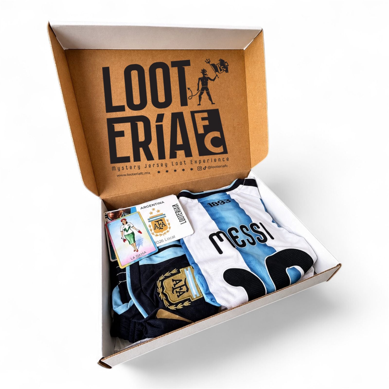 KIDS Caja de Looteria Mundialista - Jersey Sorpresa Temporada Actual (Con Short, Nombre y Numero)