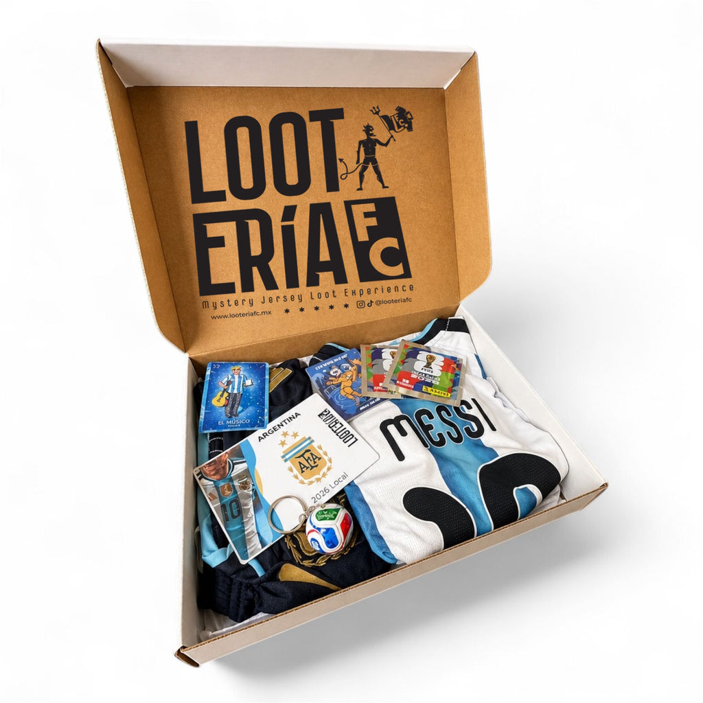 KIDS Caja de Looteria Mundialista - Jersey Sorpresa Temporada Actual (Con Short, Nombre y Numero)